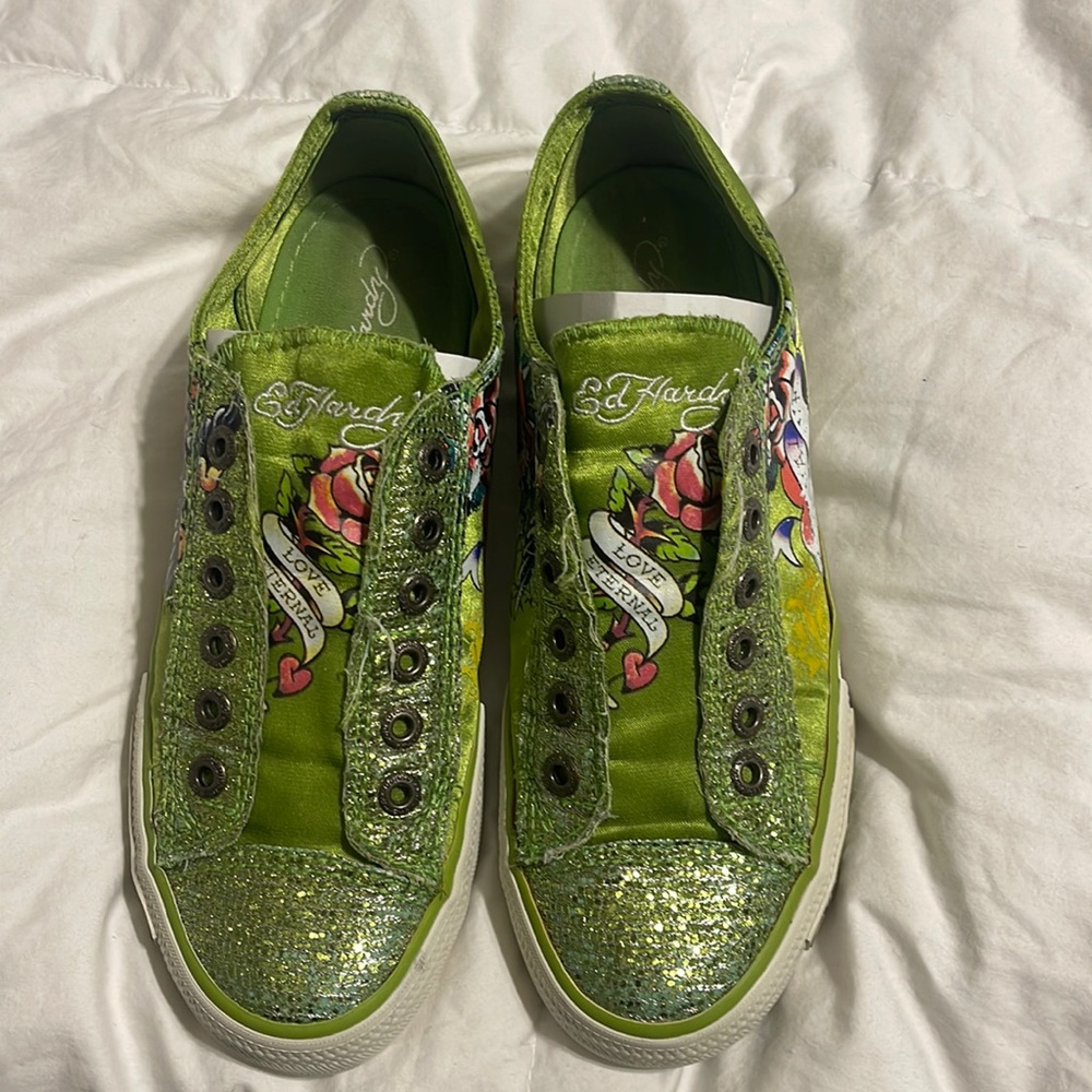 COPY - Ed Hardy Green Satin Sneaker Size 7